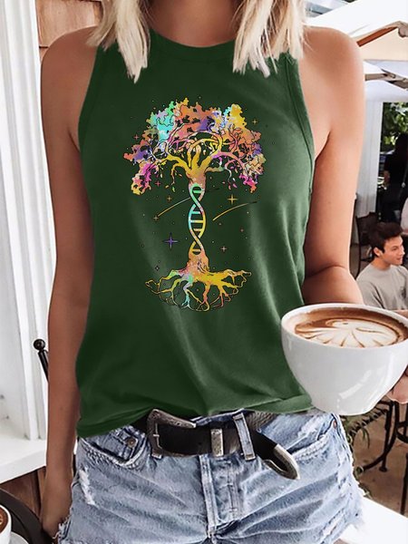 

Tree of Life Graphic Tank Top, Dark green, Tank Tops