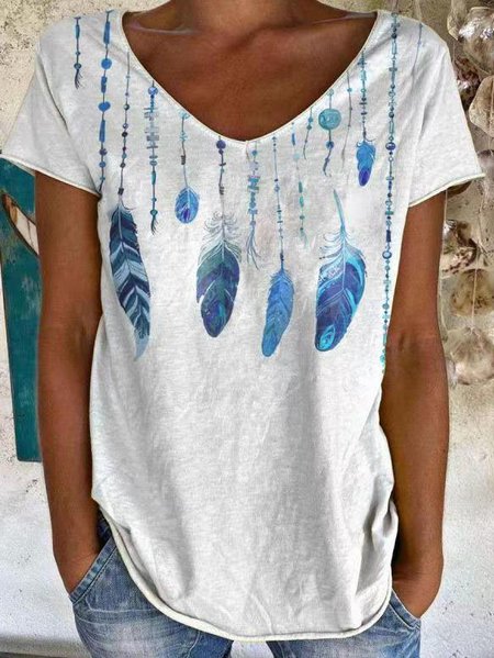 

Short Sleeve Casual Cotton-Blend Shirts & Tops, White, Tees & T-shirts