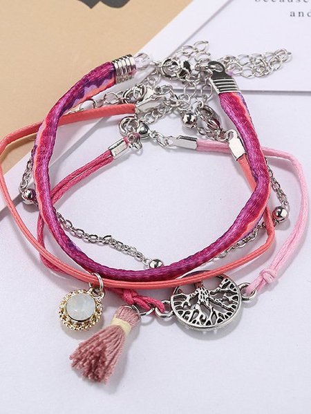 

Bohemian Tree of Life Tassel Bracelet, Deep pink, Bracelets & Anklets