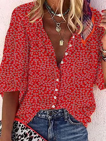 

Casuale Stampato Top, Rosso, Blouses & Shirts