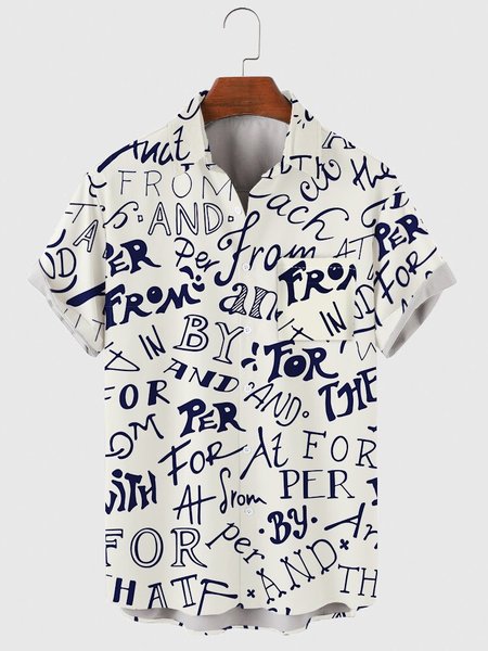 

Printed Shirt Collar Casual Shirts & Tops, White, Men's Floral shirt