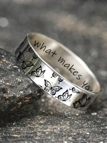 

Vintage butterfly lettering ring, As picture, Rings