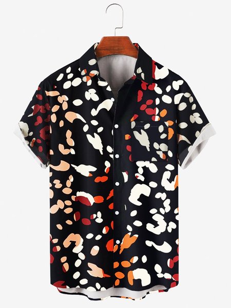 

Printed Shirt Collar Polka Dots Shirts & Tops, As picture, Men's Floral shirt