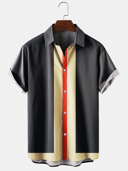 

Striped Shirt Collar Shirts, Navy blue, Shirts ＆ Blouse