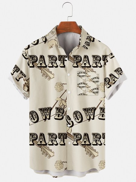 

Cotton-Blend Vintage Shirts & Tops, As picture, Men's Floral shirt