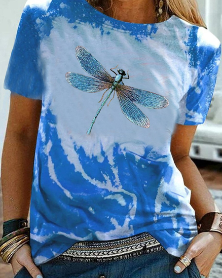 

Casual Short Sleeve Crew Neck Shirts & Tops, Blue, Tees & T-shirts