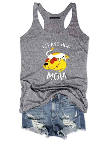 

Cat And Dog Mom Tank Top, Gray, Tank Tops