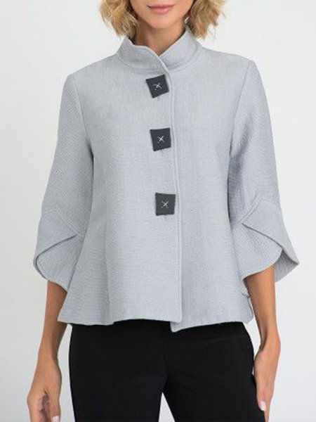 

Lunghezza dei vestiti 3/4 Manica A-line Solido Giubbotto, Grigio chiaro, Coats & Jackets