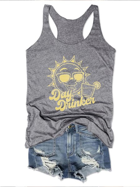 

Day Drinker Retro Royal Triblend Racerback Tank, Gray, T-shirts