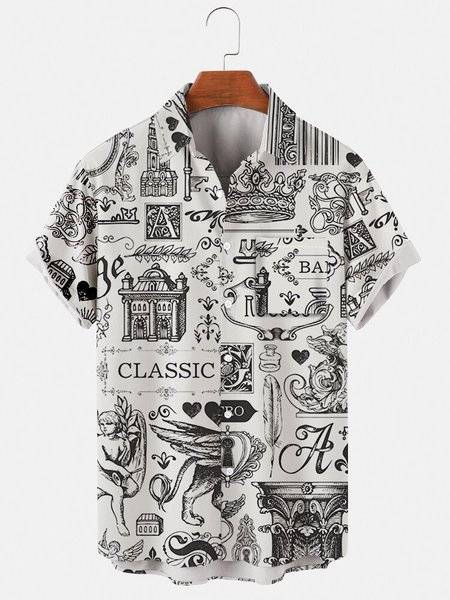 

Geometric Shirts & Tops, Black, Men's Floral shirt