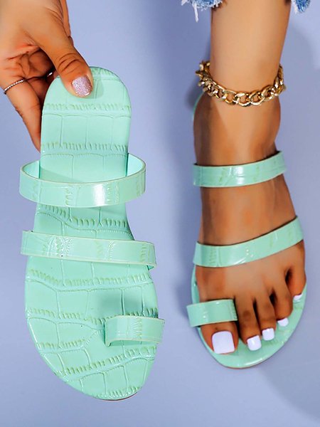 

Summer Comfortable Flat-bottomed Roman Multicolor Sandals Slippers, Green, Sandals