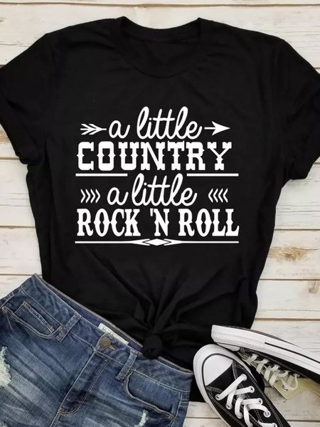 

A little Country A Little Rock 'N Roll Women Tshirt, Black, T-shirts