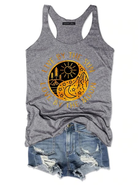 

Live By The Sun Women's Casual Cotton-Blend Shirts & Tops, Gray, Tank Tops