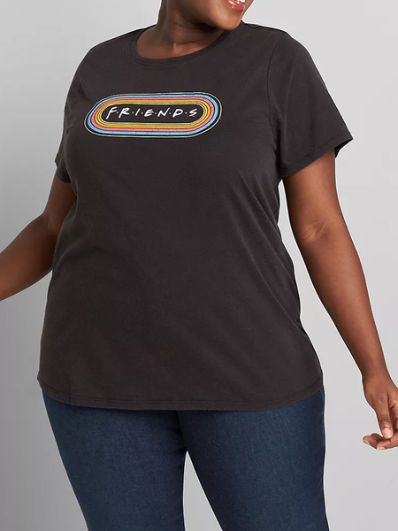 

Rainbow Friends Plus Size Crew Neck Tee, Black, Plus Size T-shirts