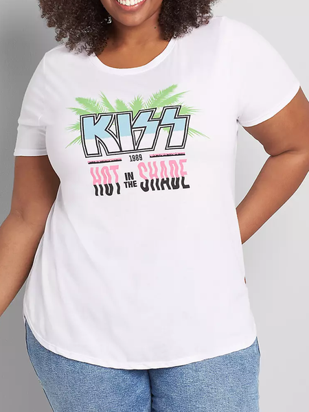 

Kiss Hot In The Shade Plus Size Graphic Tee, White, Plus Size T-shirts