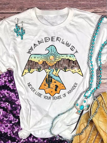 

Wanderlust Thunderbird Short Sleeve Women Tshirt, White, T-shirts