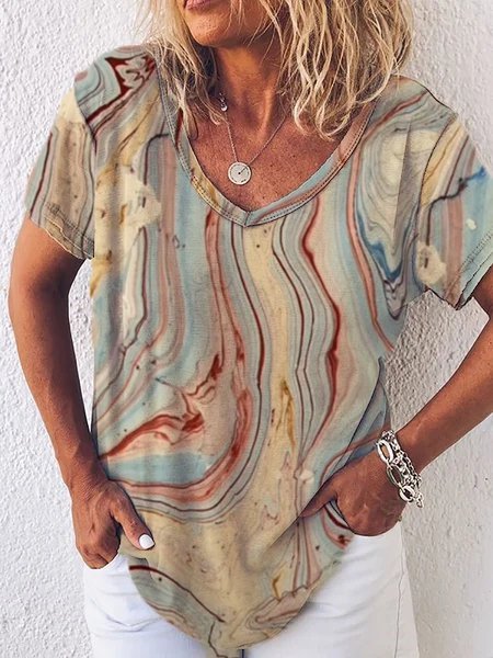 

Casual Cotton-Blend Striped Shirts & Tops, Stripe-gray, T-Shirts