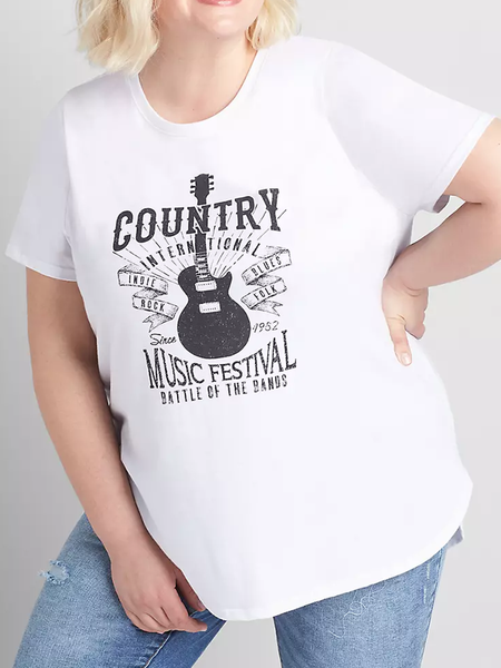 

Country Music Festival Plus Size Graphic Tee, White, Plus Size T-shirts