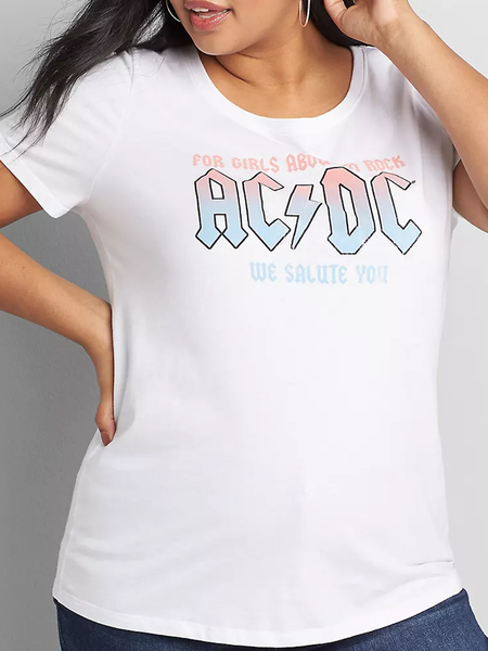 

ACDC Plus Size Graphic Tee, White, Plus Size T-shirts