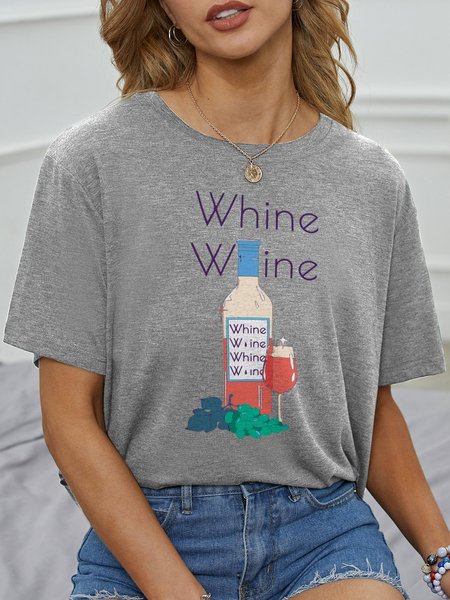 

Crew Neck Short Sleeve Cotton-Blend Shirts & Tops, Gray, T-shirts