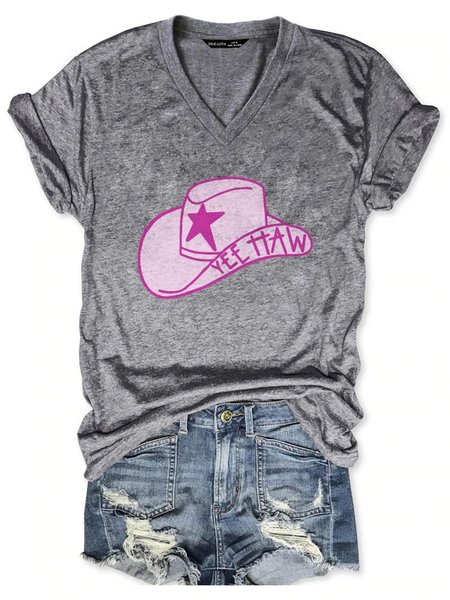 

Cotton-Blend Short Sleeve Shirts & Tops, Gray, T-shirts