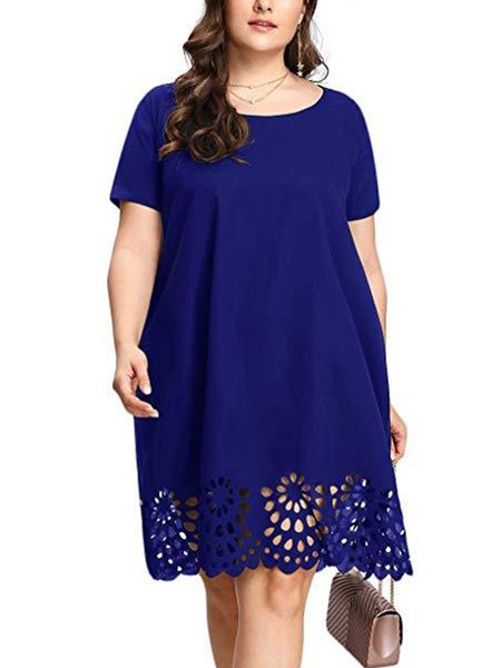 

Retro Devore Scoop Neckline A-Line Dresses, Blue, Casual Dresses