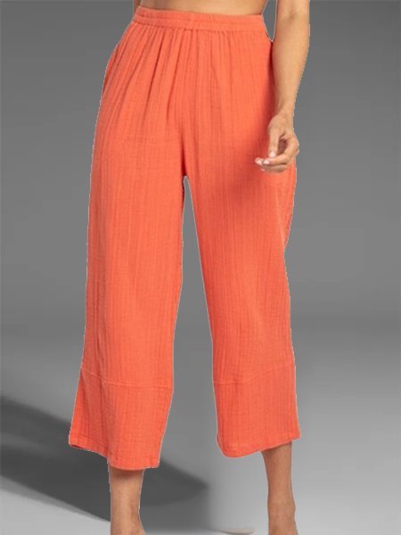 Solido Misto Cotone Casuale Pantaloni, Arancia, Pants