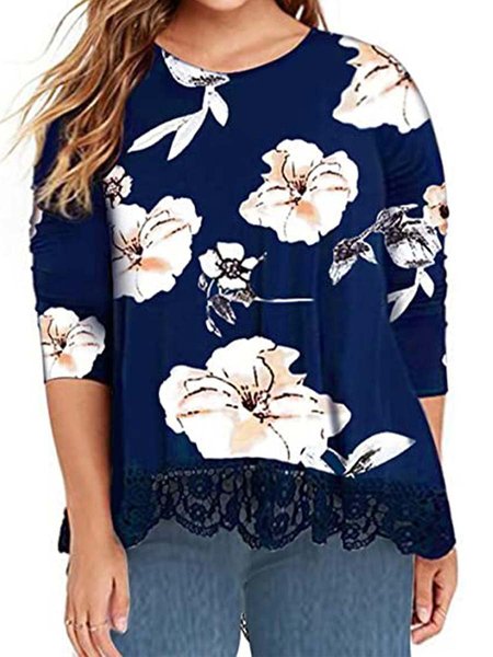 

plus size women holiday a-line shirts & tops, Blue, Long sleeve tops