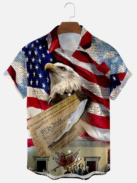 

Men's Eagle Animal Casual Shirts & Tops, Blue, Shirts ＆ Blouse