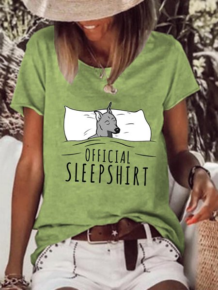 

Official Sleep Shirt Sleeping DogRound neck T-shirt, Green, T-shirts