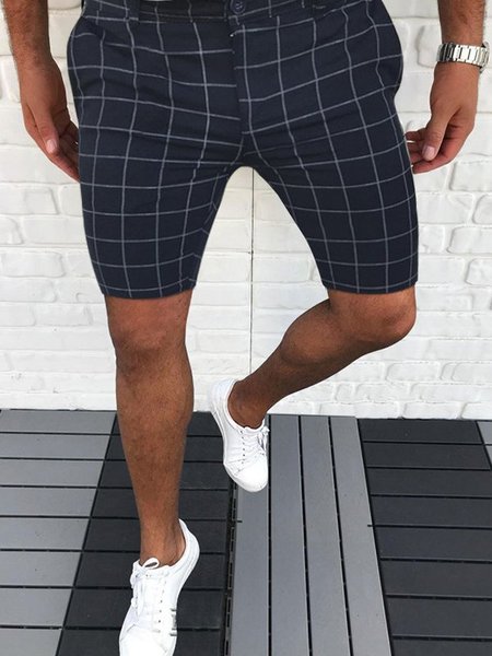 

Men's Plaid Casual Pants Shorts, Purplish blue, Jeans