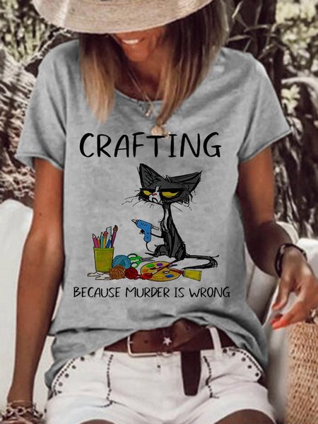 

Cat Short Sleeve Shirts & Tops, Gray, T-shirts