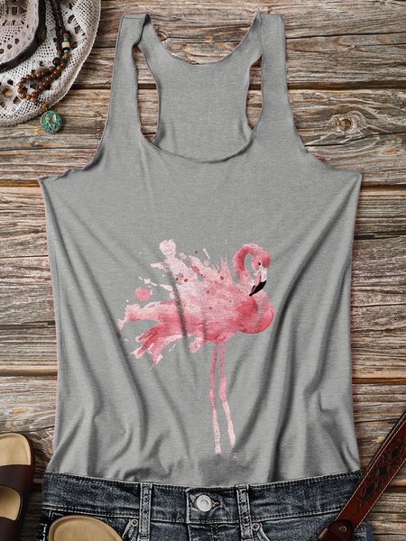 

Flamingo Sleeveless Cotton-Blend Vests, Gray, Tank Tops