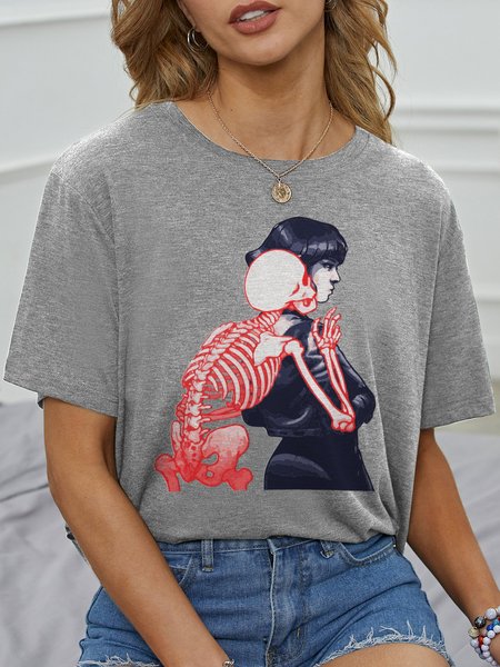 

Death Whisper Casual Short Sleeve Shirts & Tops, Gray, T-shirts