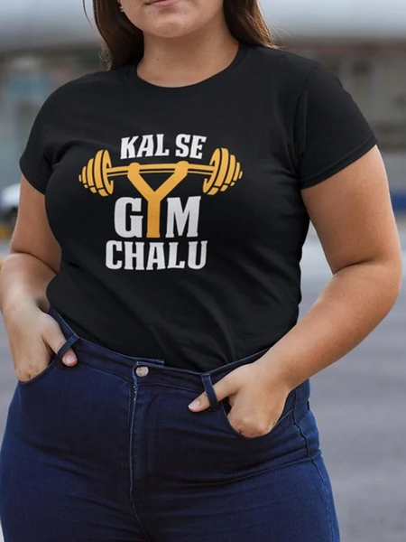 Kal Se Gym Plus Size T Shirt, Black, Plus Size T-shirts