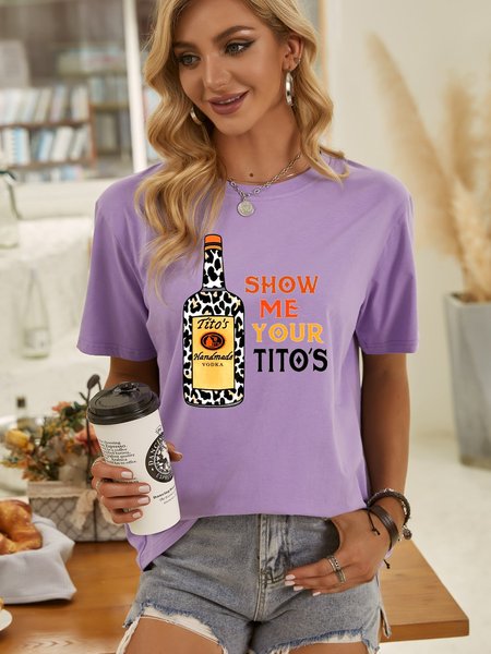 

Show Me Your Tito's Women's Shift Short Sleeve Shirts & Tops, Purple, T-shirts