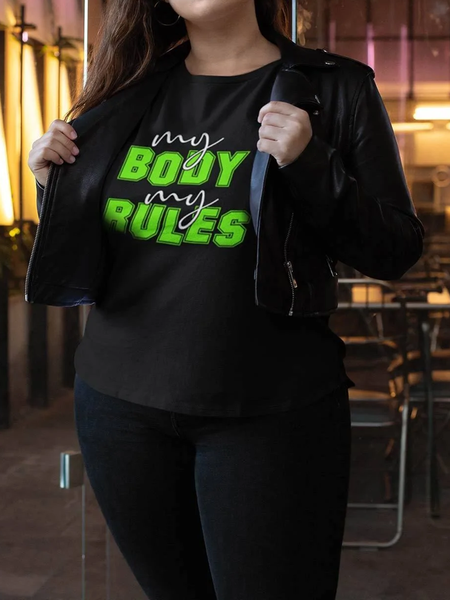 

My Body My Rules Plus Size Tee, Black, Plus Size T-shirts