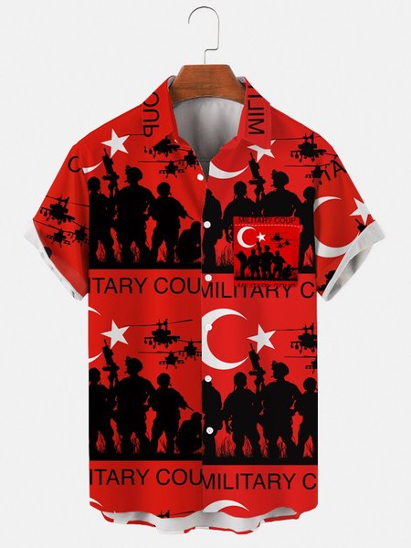 

Cotton-Blend Shirts & Tops, As picture, Men's Floral shirt