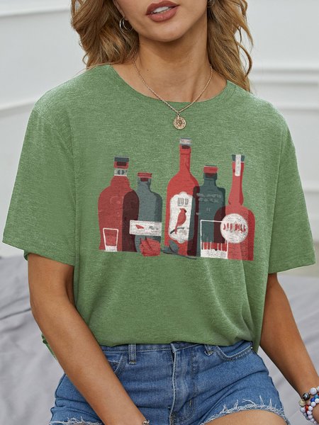 

Cotton-Blend Casual Short Sleeve Shirts & Tops, Army green, T-shirts