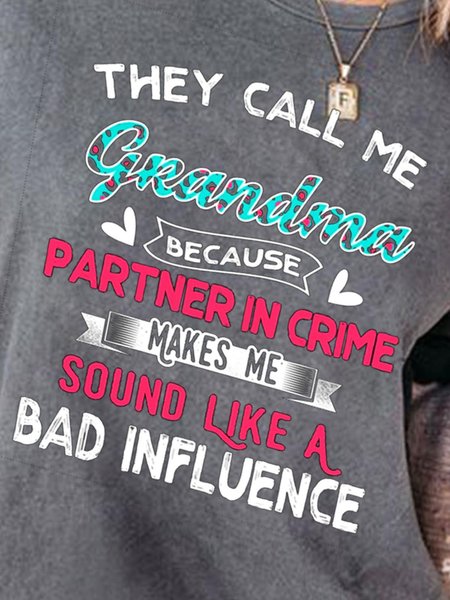 

Grandma Crew Neck Cotton-Blend Short Sleeve Shirts & Tops, Light gray, T-shirts