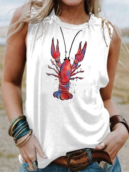 

lobster Cotton-Blend Shirts & Tops, White, Tank Tops