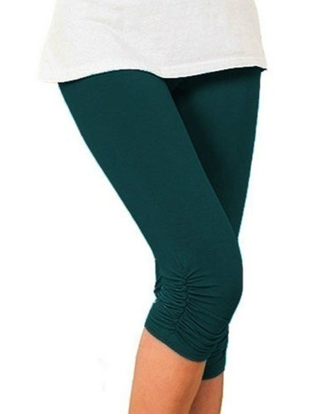 Buy Women Casual Sports Plus Size Plain Capris Pants, Leggings, Zolucky, Green