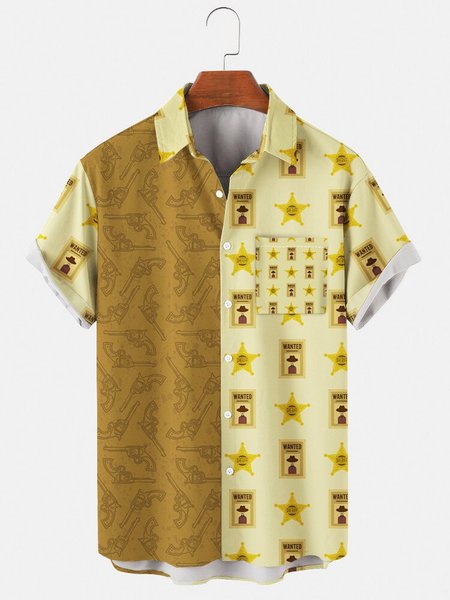 

Cotton-Blend Casual Shirts & Tops, As picture, Men's Floral shirt