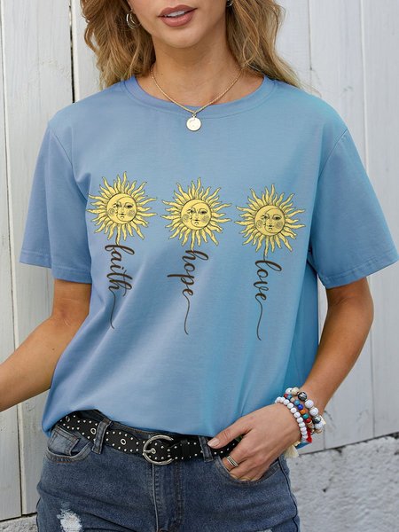 

Sun Graphic Short Sleeve Tee, Light blue, T-shirts