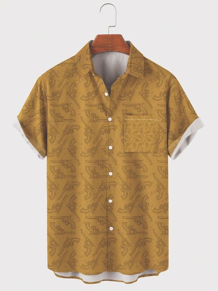 

Shirt Collar Casual Shirts & Tops, As picture, Men's Floral shirt