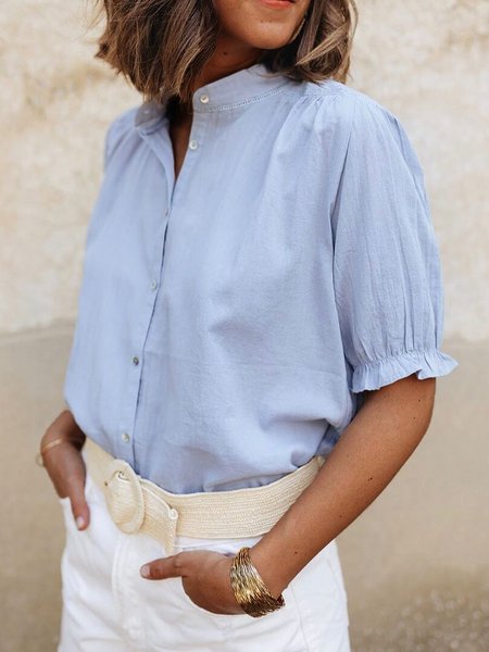 

Plain Shirts & Tops, Blue, Long sleeve tops