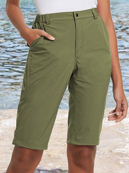 

Solido Semplice e di Base Pantaloni, Verde, Shorts