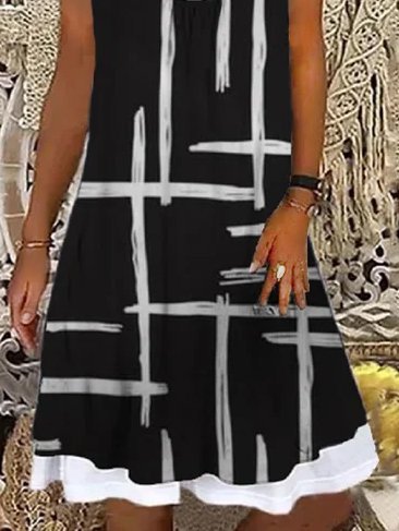 

Cotton Crew Neck Dresses, Black, Mini Dresses