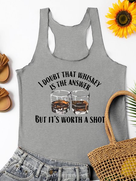 

I Doubt That Whiskey Women's Sleeveless Crew Neck Shirts & Tops, Gray, Tank Tops