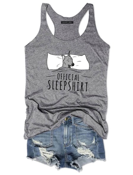 

Official Sleep Shirt Sleeping Dog Tank Top, Gray, Tank Tops